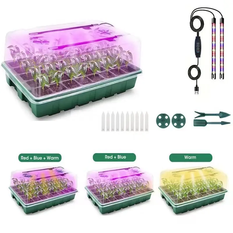 

Succulent Leaf Insert Seedling Pot Seedling Lamp Plant Lamp Set Cultivation Seeding Box Seedling Tray80Hole Plastic Seedling Box