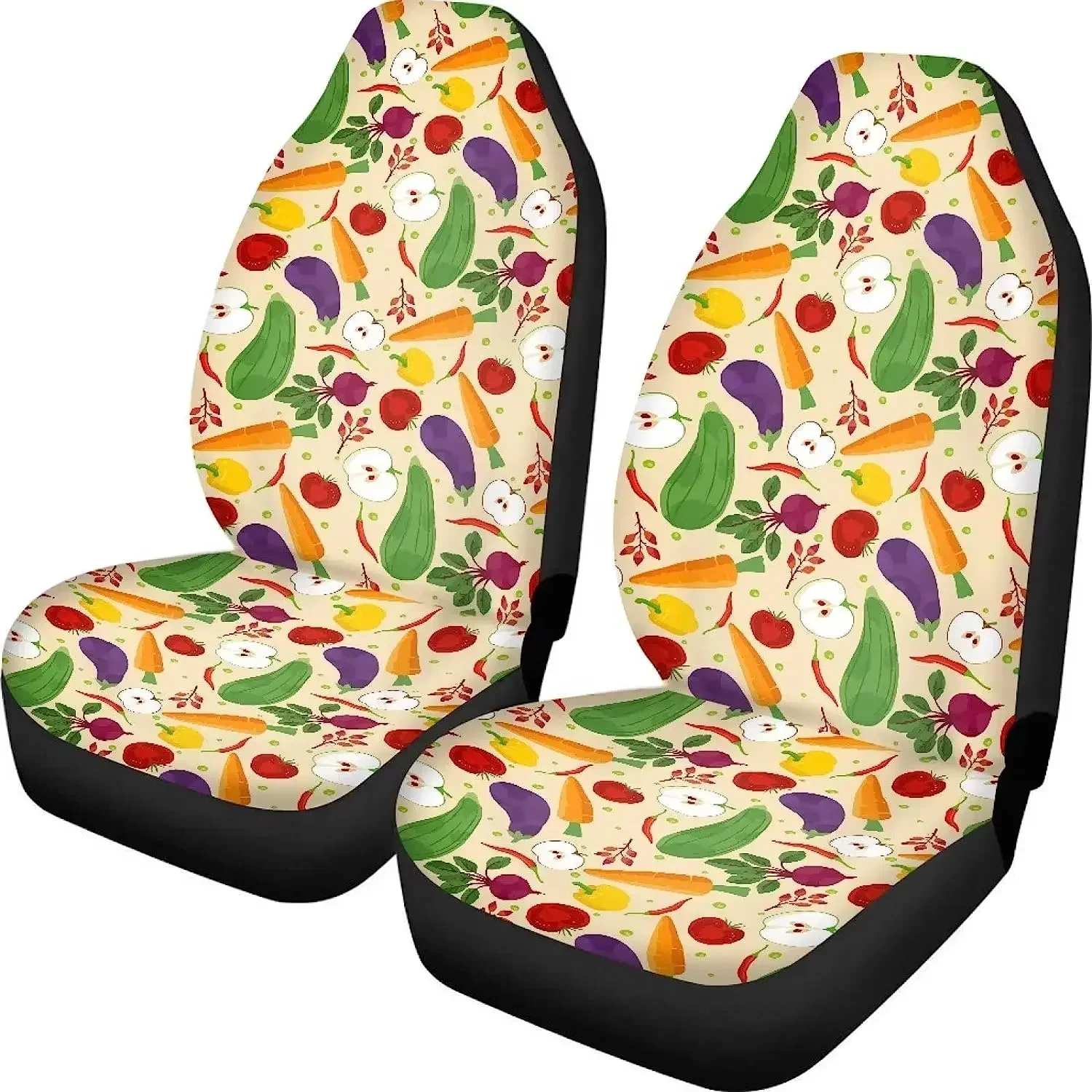 Cute Automotive Seat Protector Fruits Print Front Seat Covers for Car Trucks SUV Nonslip Scratch Proof Washable Comfort Soft