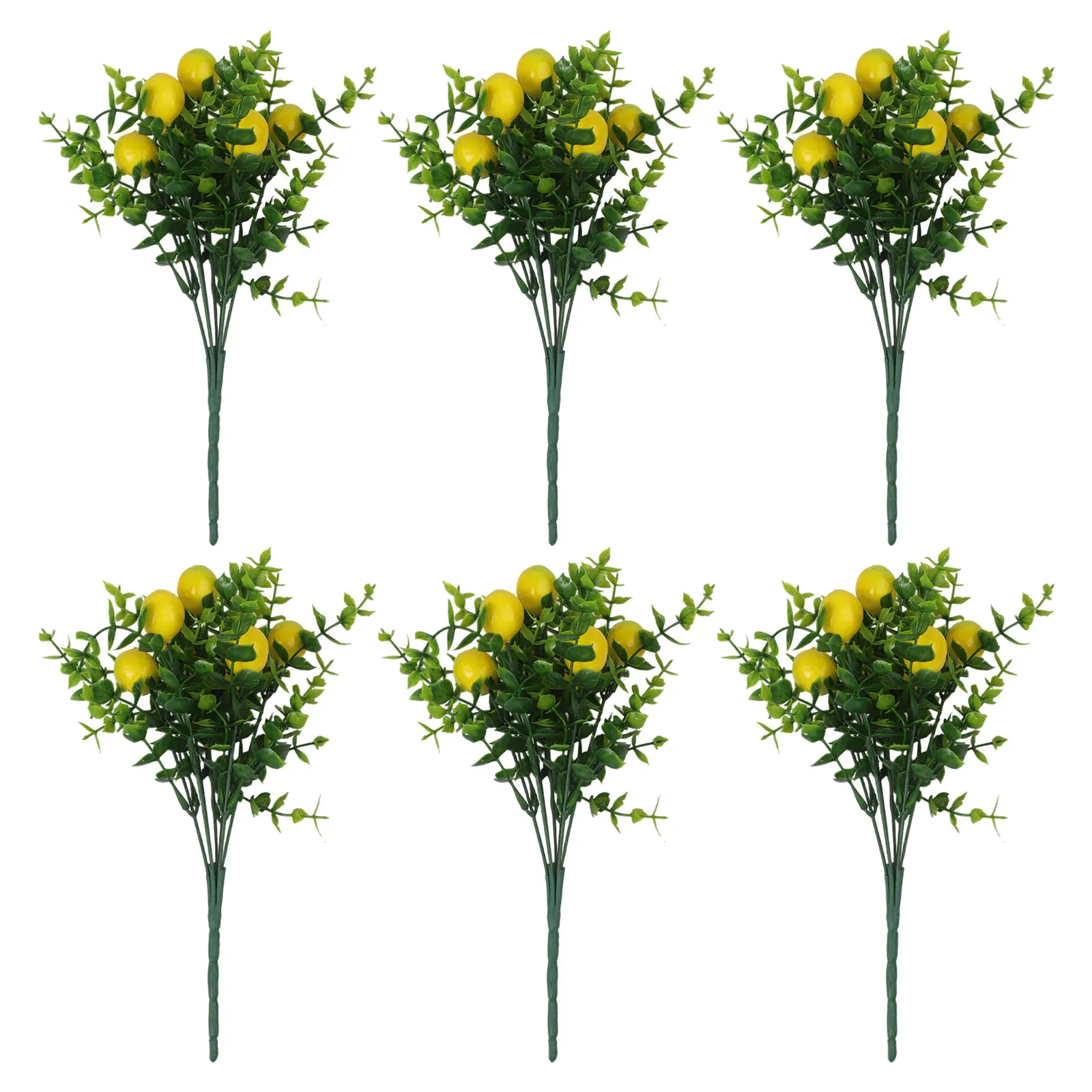 6Pcs Simulation Lemon Bunch Fake Fruit Plants DIY Vase Decor Green Plant Decorations Photo Props Vase Flower Arrangement Decor