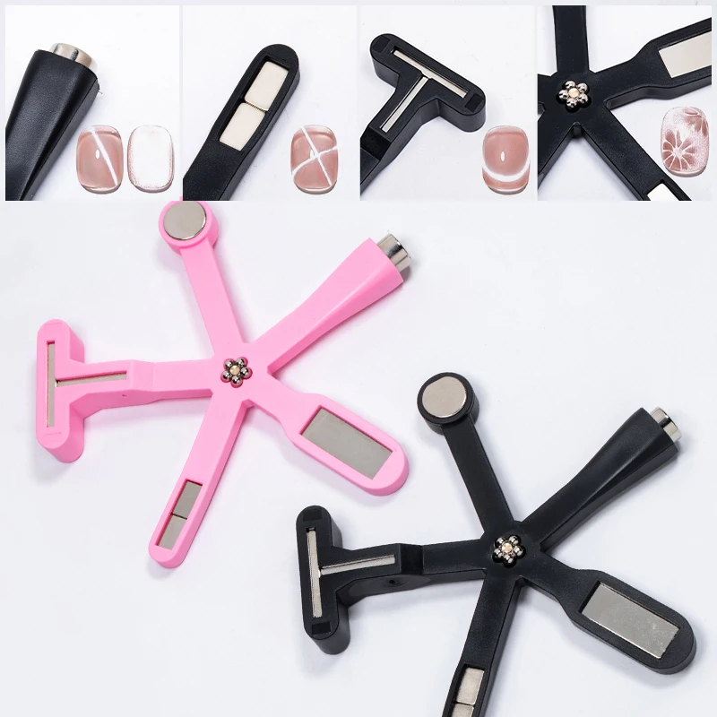 6-IN-1 Multifunktionaler starker Magnetstab für Katzenaugenpolitur Schwarz Rosa Nagelmagnet Werkzeug Nägel Kunst Magnet Maniküre Werkzeuge