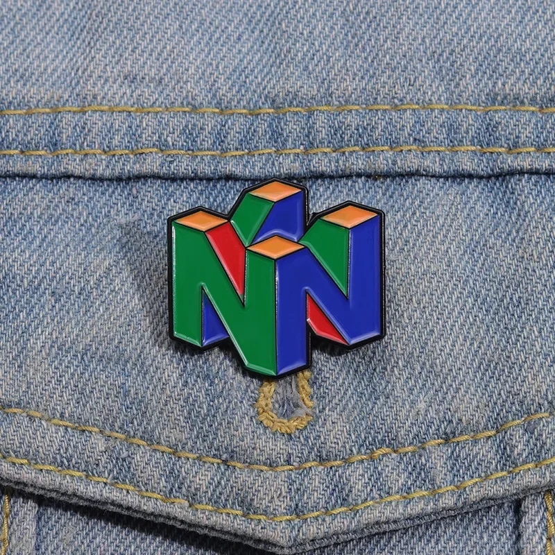 Premium Enameled Geometric N Badge Hard Zinc Alloy Lapel Pin Cute Video Game Peripheral Jewelry Gift