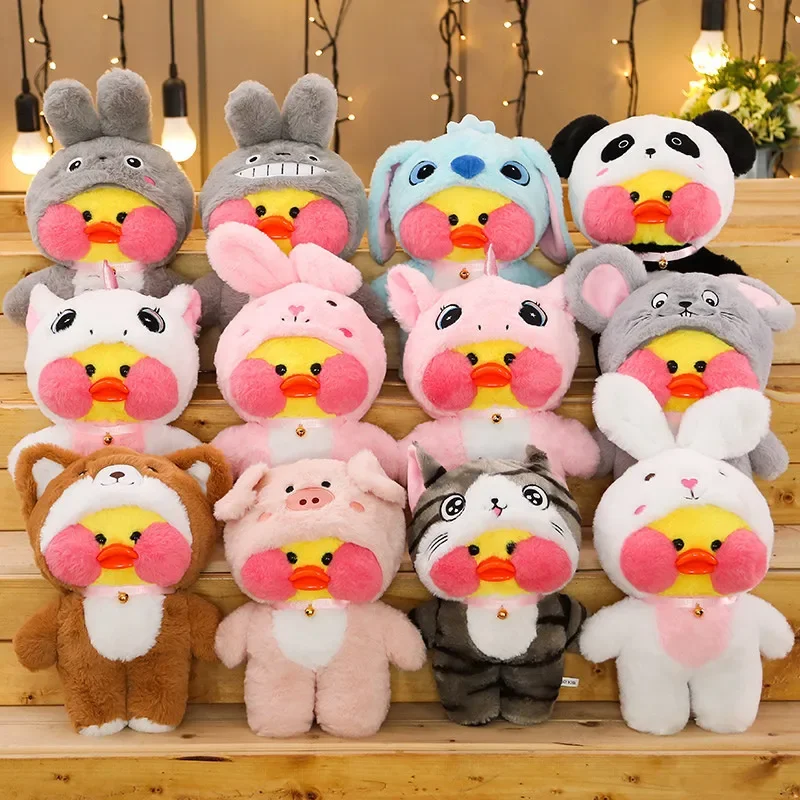 

Плюшевая игрушка, 30 см, наряд, LaLafanfan Cafe Pato, мягкая набивная Кукла Kawaii Pato, подушка в виде животного, подарок на день рождения для детей