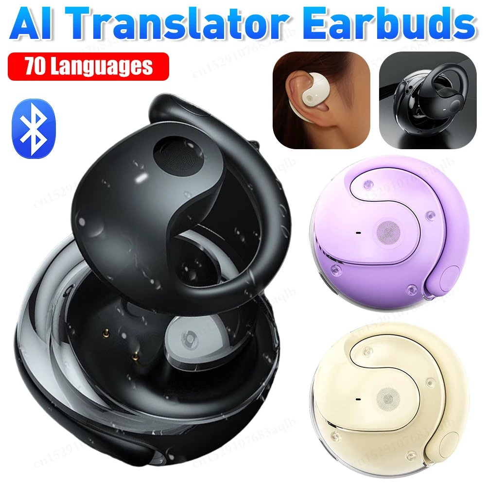 Wireless BT Translation Earbuds Real-time Translation Language Translation Device Voice Translator Earbuds for Travel Business