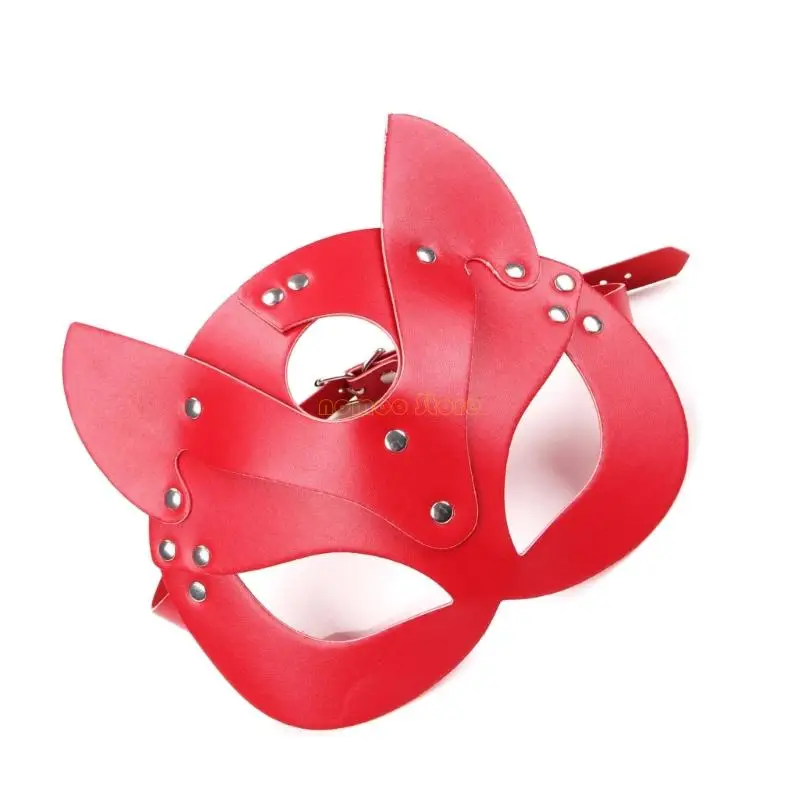 31BF 조정 가능한 PU 가죽 캣 워맨 파티 마스크 편안한 통기적 인 무도회 마스크 테마 이벤트 코스프레