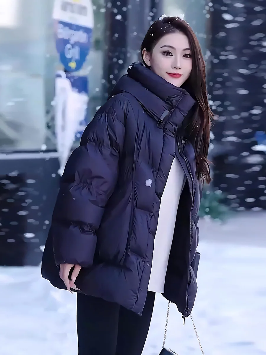 

Women's Thiened White Du down Puffer Jaet Winter Coat Hooded Warm Sli Sweet Sle Regular Length No Brand