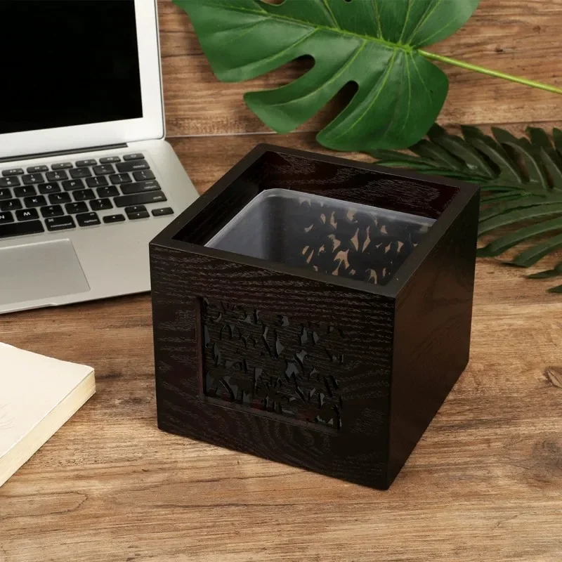 Antique Wooden Desktop Trash Can, Small Size, New Chinese Style Living Room, Bedroom, Coffee Table, Wooden Storage Box