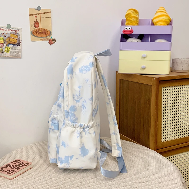 Nueva moda, versátil, para mujer, gran capacidad, teñido anudado, tela de nailon, mochilas escolares para estudiantes, mochila de viaje de ocio minimalista al aire libre