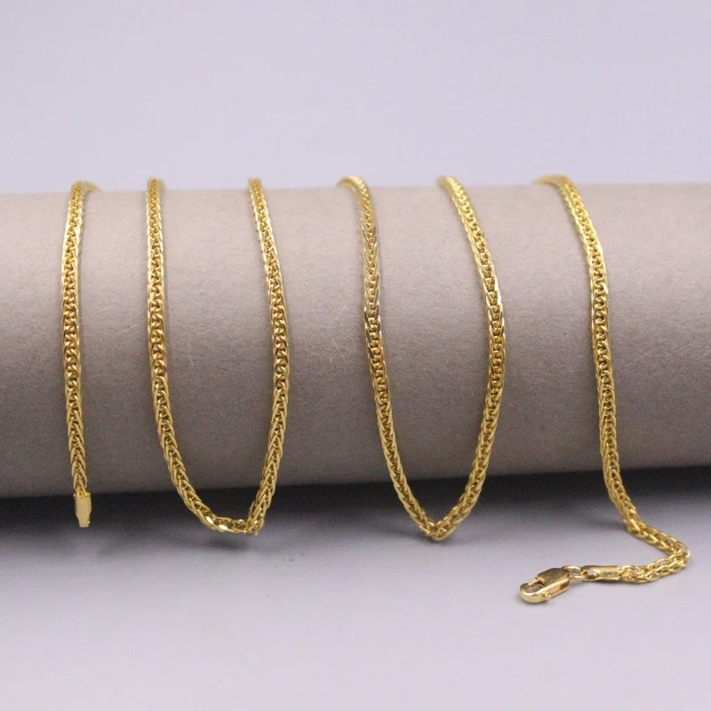 

AU750 Pure 18K Yellow Gold Chain Men Women Lucky 2mm Wheat Necklace 4.8g / 21.6inch