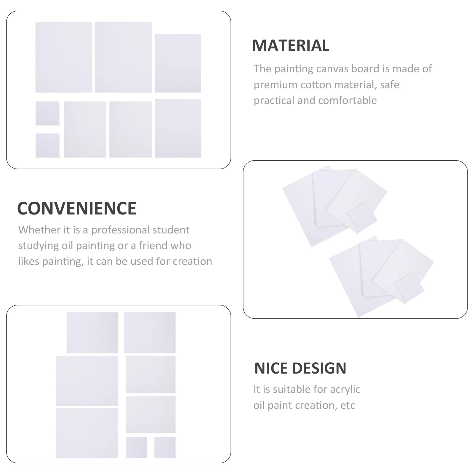 

8pcs Painting Canvas Panels Premium Cotton White For Oil Acrylic Art Student Sketchpad Diy Blank Art Boards Stretched Canvas