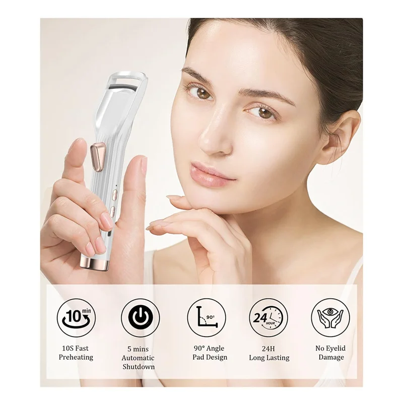 

Premium PRO Eyelash Curler Heated Electric-8 Second Quick Heat Up, 24 Hour Battery Life-A58E
