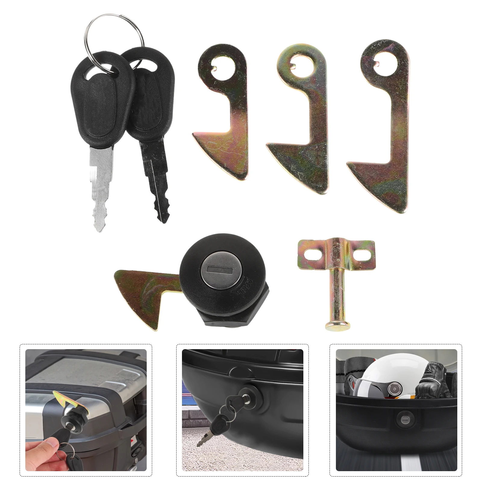 

1 Set Motorcycle Tail Electric Scooter Cylinder Key Easy Install Trunk Kit Anti-Theft Replacement For Moped Scooter Trunk Lock