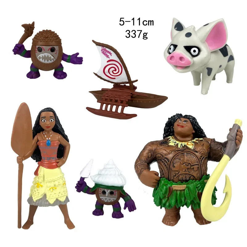 การ์ตูนดิสนีย์ Moana 2 รูปชุด Moana Princess, Maui, HeiHei Pua ของเล่นเค้กรถเดสก์ท็อปตกแต่งเครื่องประดับของขวัญวันเกิด