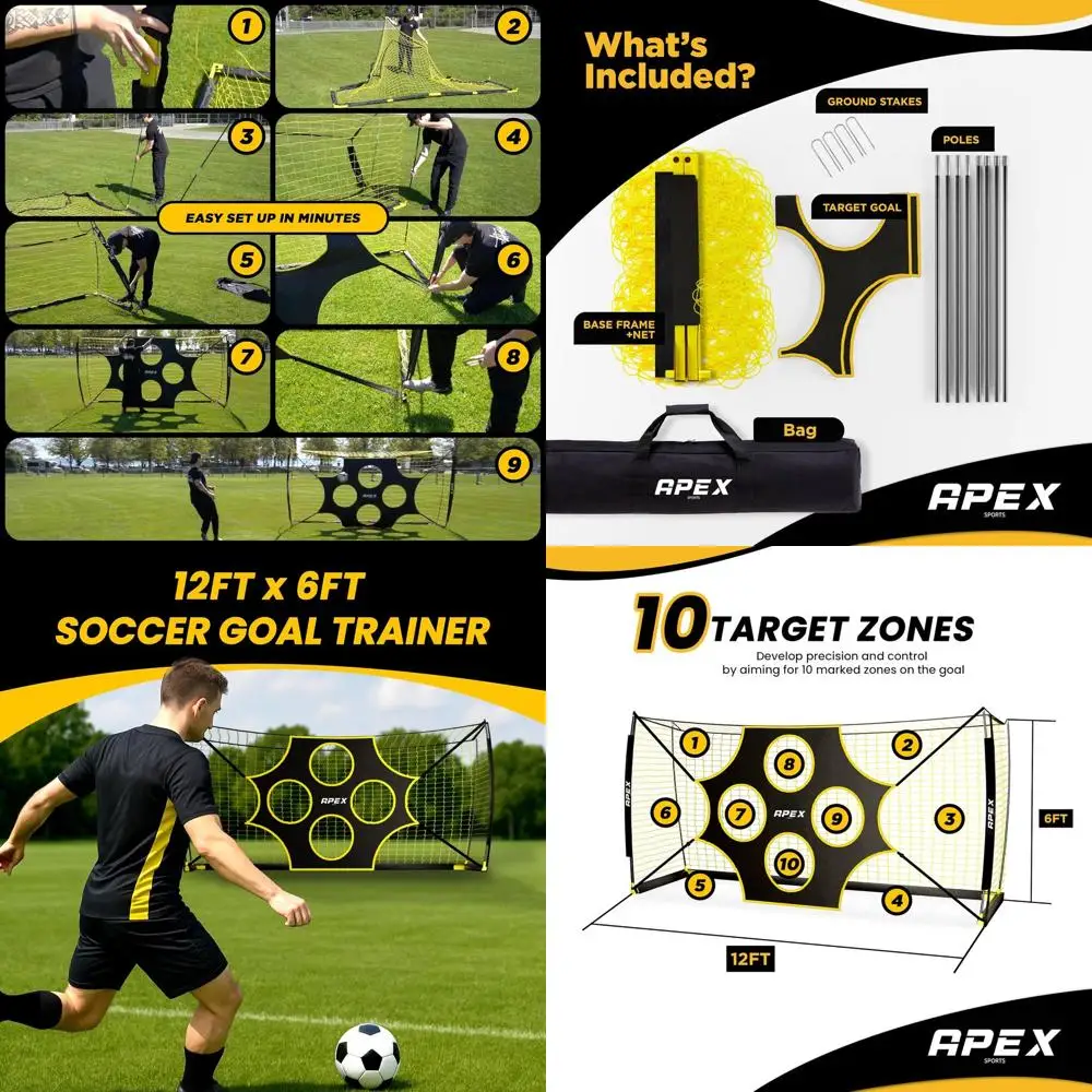 

Portable Soccer Goal with 10-Hole Precision Target for Quick Setup Indoor/Outdoor Training