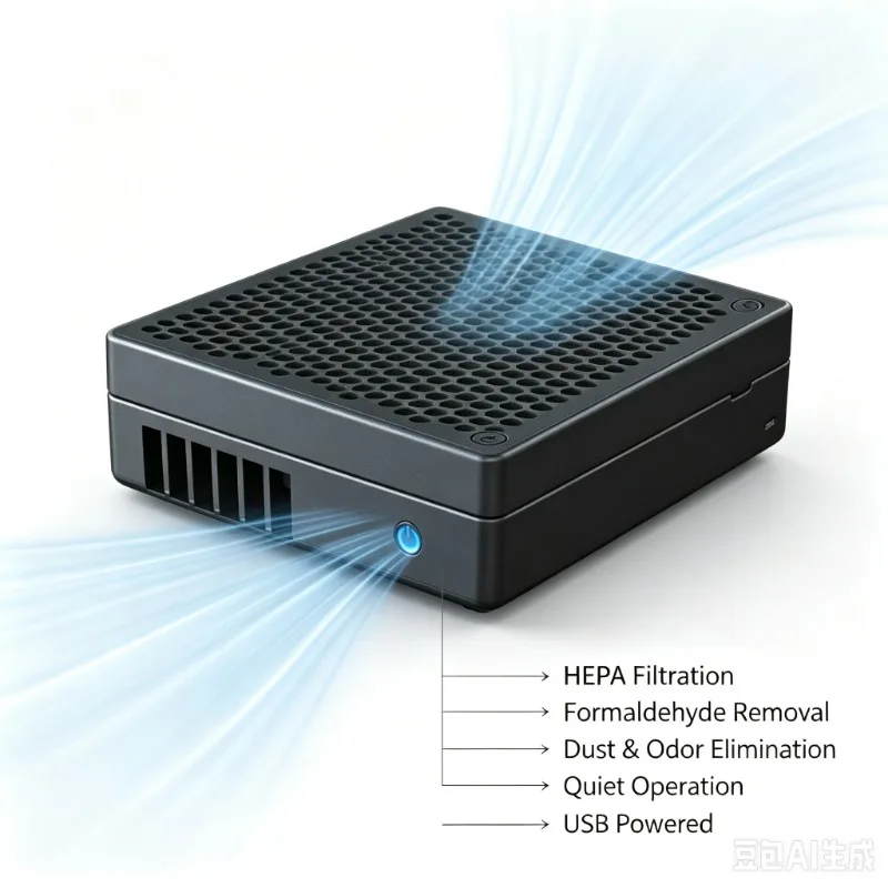 Broad Car / Desktop Air Purifier, Formaldehyde Odor PM2.5 & Car Exhaust Removal, Vehicle Air Purifier FC3