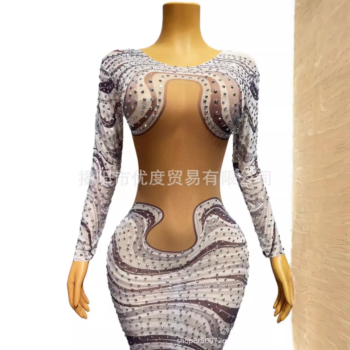 أزياء كريستال تألق مخطط حجر الراين منظور اللباس مرحلة الأداء حفلة عيد ميلاد الأبيض زيبرا vestidos الفقرة festas