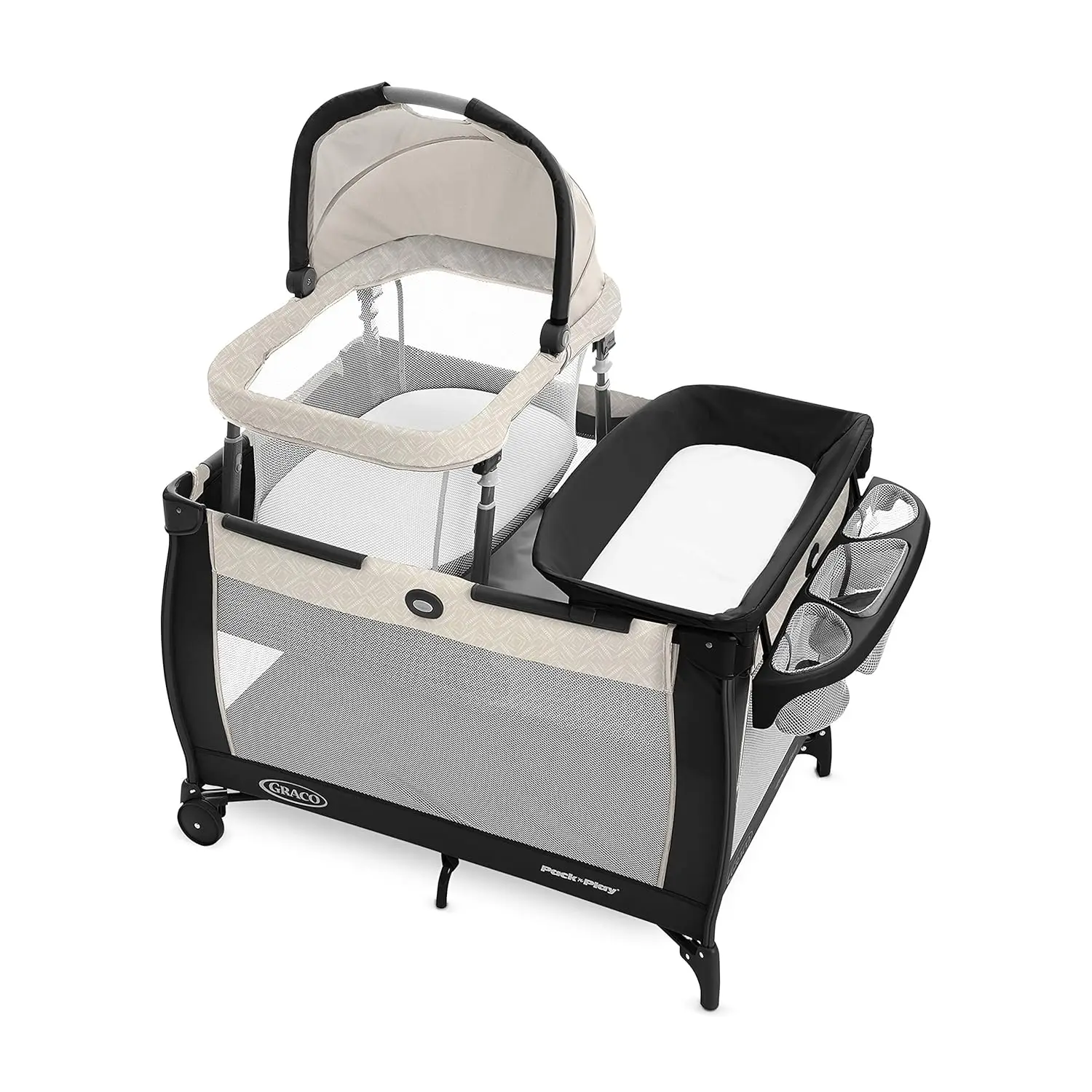 Portable Travel Bassinet Playard with Diaper Changer, Compact Fold for Home and Away Use
