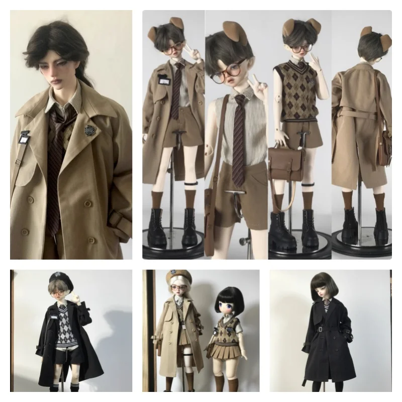 

BJD Doll Clothes For ID75 1/4 Dolls Black Brown Windbreaker Shirt Skirt Shorts Set Preppy Style Dolls Clothing (No Doll)