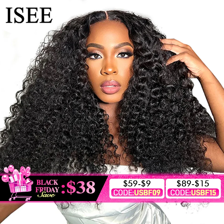 

Wear Go Wig ISEE HAIR PreBleached Knots Kinky Curly HD Lace Бесклеевые человеческие парики Ready To Go Pre Cut Lace PrePlucked Hairline Wig