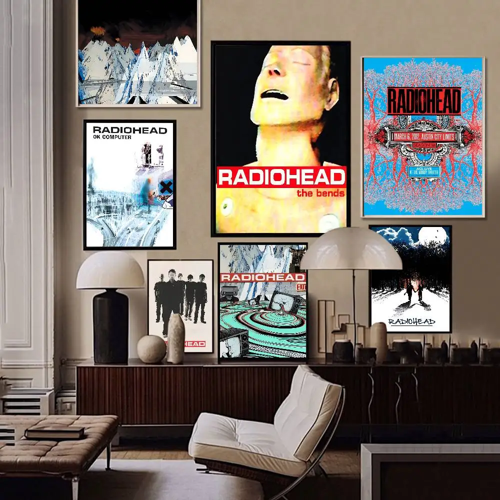 Pósteres Vintage de banda de Rock r-radiohead, pegatina de papel Kraft Retro adhesiva, bricolaje, habitación, Bar, cafetería, decoración de habitación Kawaii, 1 ud.