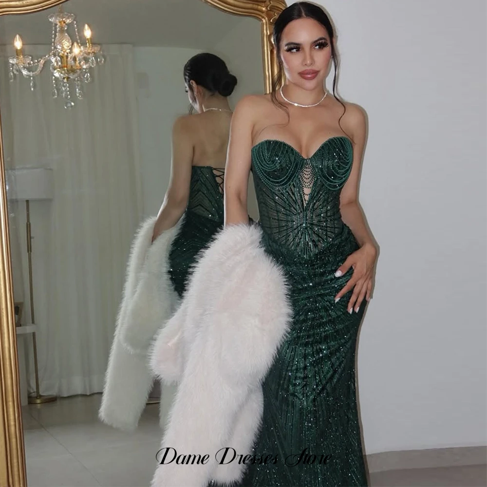 Mermaid Green Evening Dress Elegant Sweetheart Sleeveless Customized Homecoming Dresses Luxury Lace Up Back Celebrity Gowns image 5