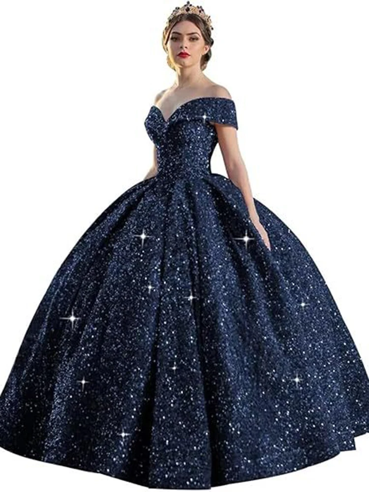Customized Ball Gown Quinceanera Dresses Shiny Sequins Off Shoulder Prom Birthday Party Gowns Formal Vestido De Anos Sweet 16 image 3