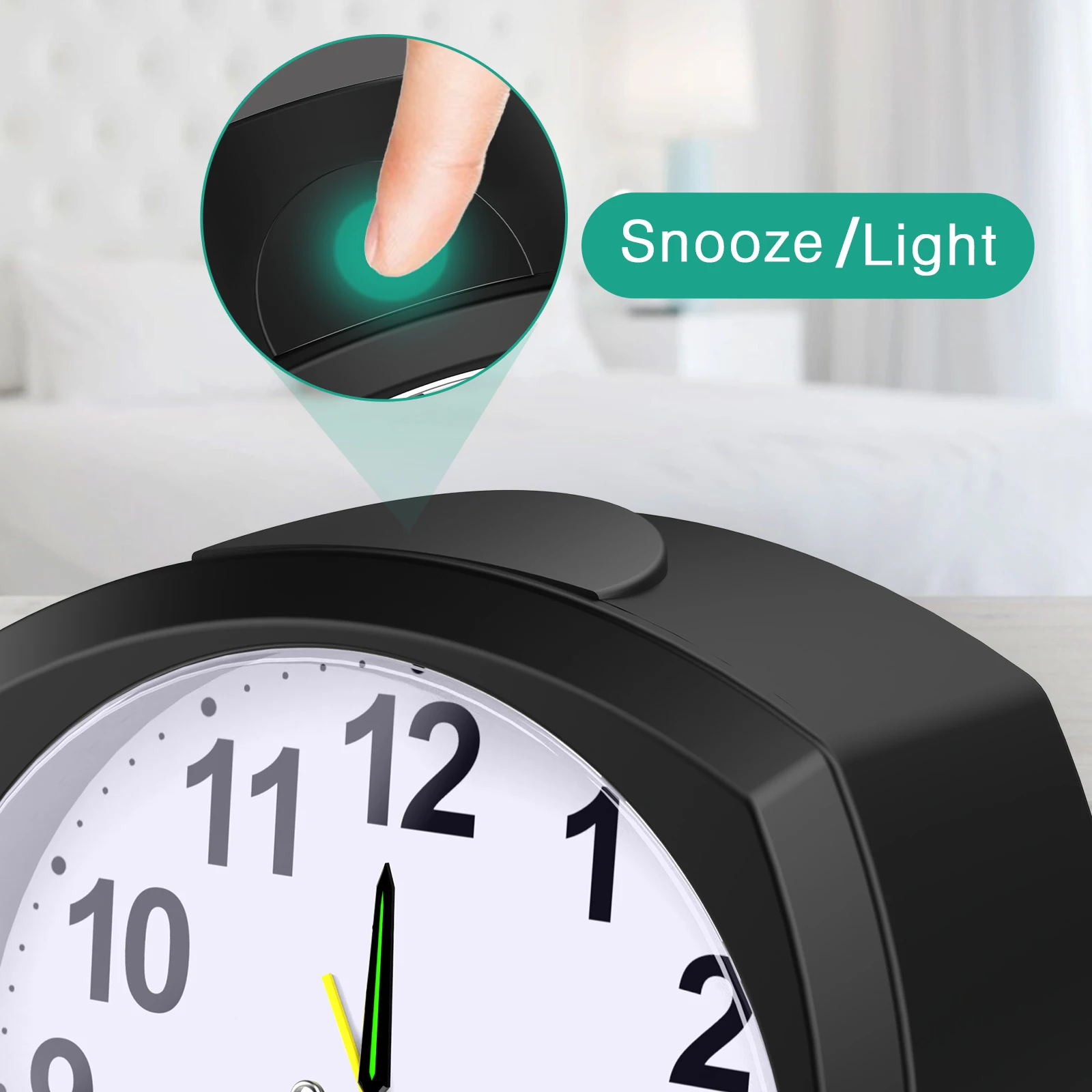 ORIA Silent Alarm Clocks Analog Alarm Clocks for Heavy Sleepers Non Ticking Bedside Clock with Luminous for Bedroom Office Desk
