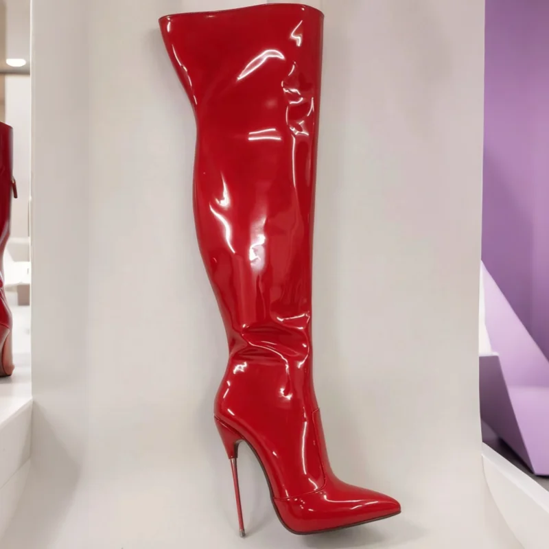 Catwalk-Shows 16-18cm Dünne Hohe Absätze Overknee-Stiefel Damen Cosplay 7 Zoll Pumps Frauen Motorradschuhe Übergröße