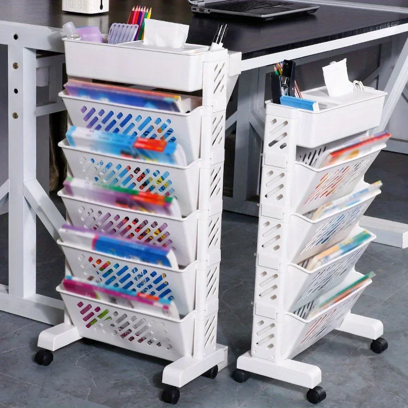 Duty Plastic Mobile Organizer w/Wheels |   Multi-Layer Shelf for Books/Office/Classroom