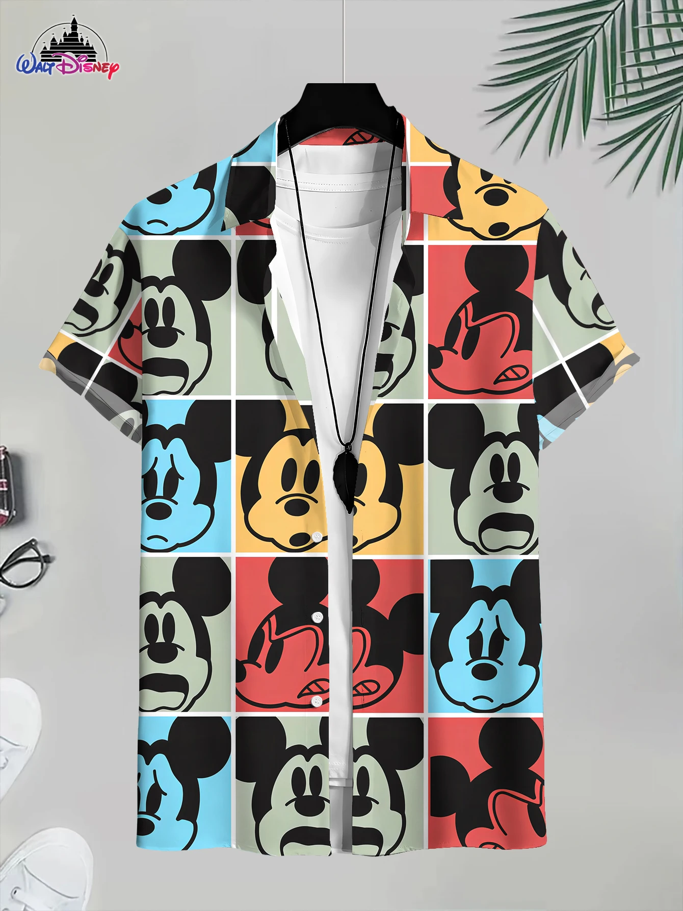 Summer New Men's Short - Sleeve Shirt Collection: 3D Mickey Beach, 3D Donald Duck, 3D Mickey Emoji Print Assortment