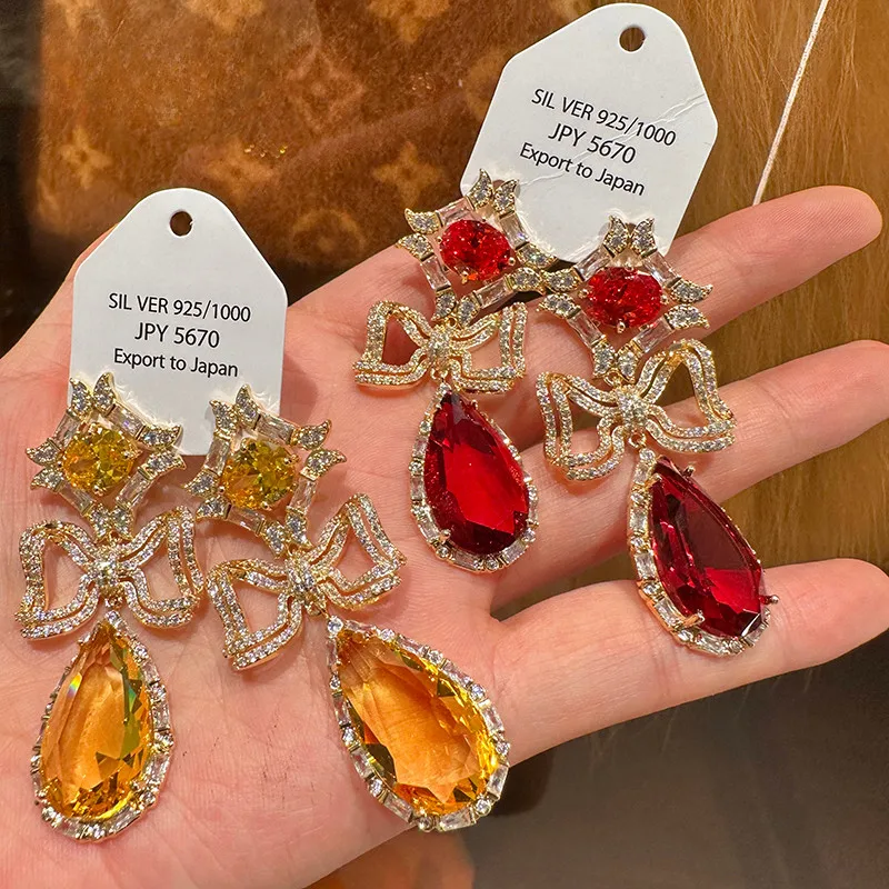 Fashion Temperament Light Luxury Bow Zircon Earrings