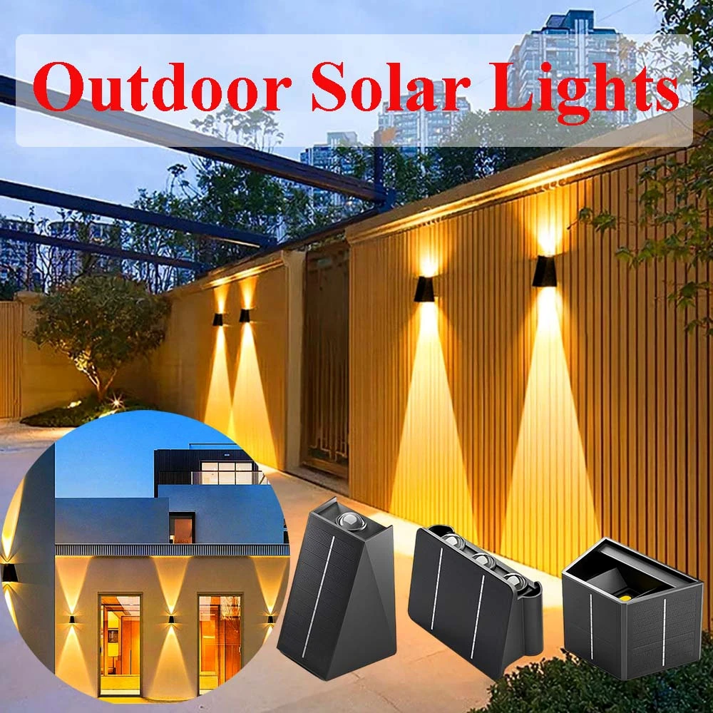 Solar Up and Down Light Wall Washer Sconce Facade Lamp Porch LED Light Decor Garden Solar Lighting Decoration Luminaire