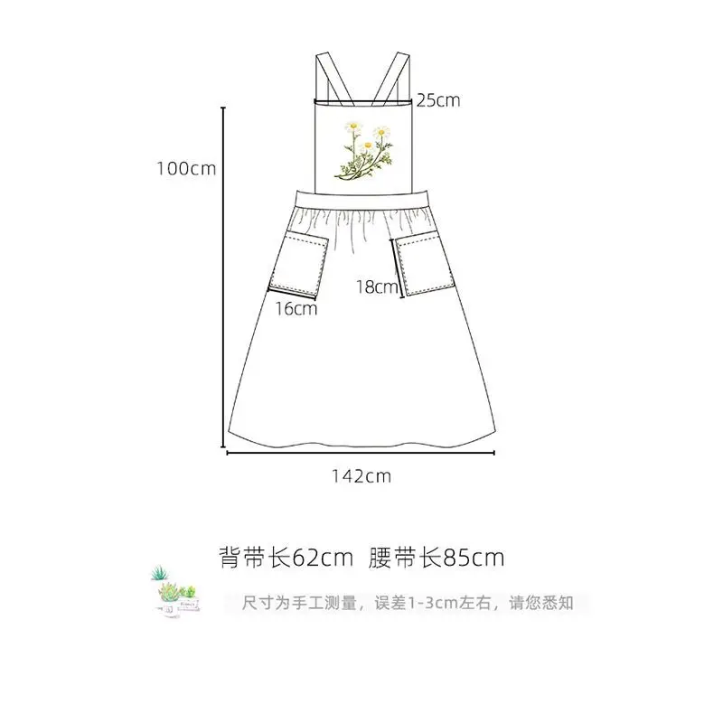 Retro Pastoral Thin Cotton Jacquard Summer Baking Aprons For Woman Dress Flower Shop Smock Bib Garden Tea Party  Overall