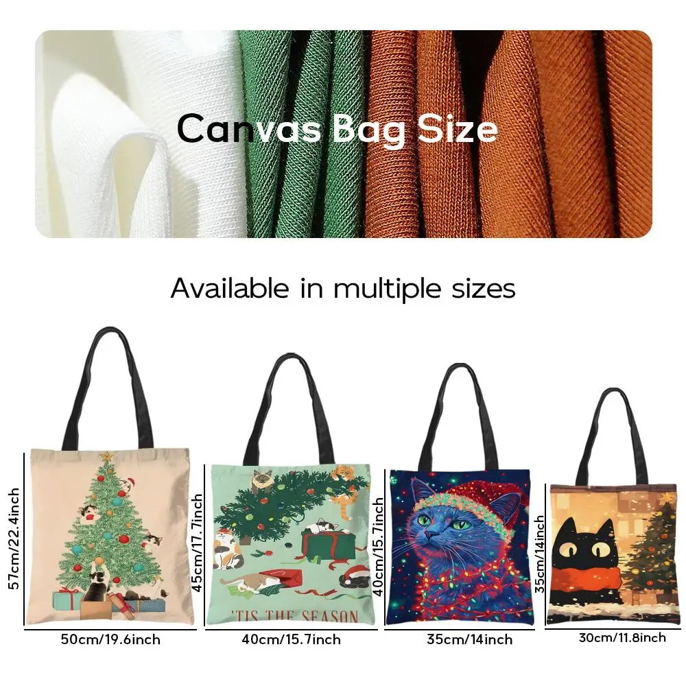 Christmas celebrations with cute cartoon animals Canvas Tote Bag - Festive Large Capacity Handbag for Picnic Travel Shopping