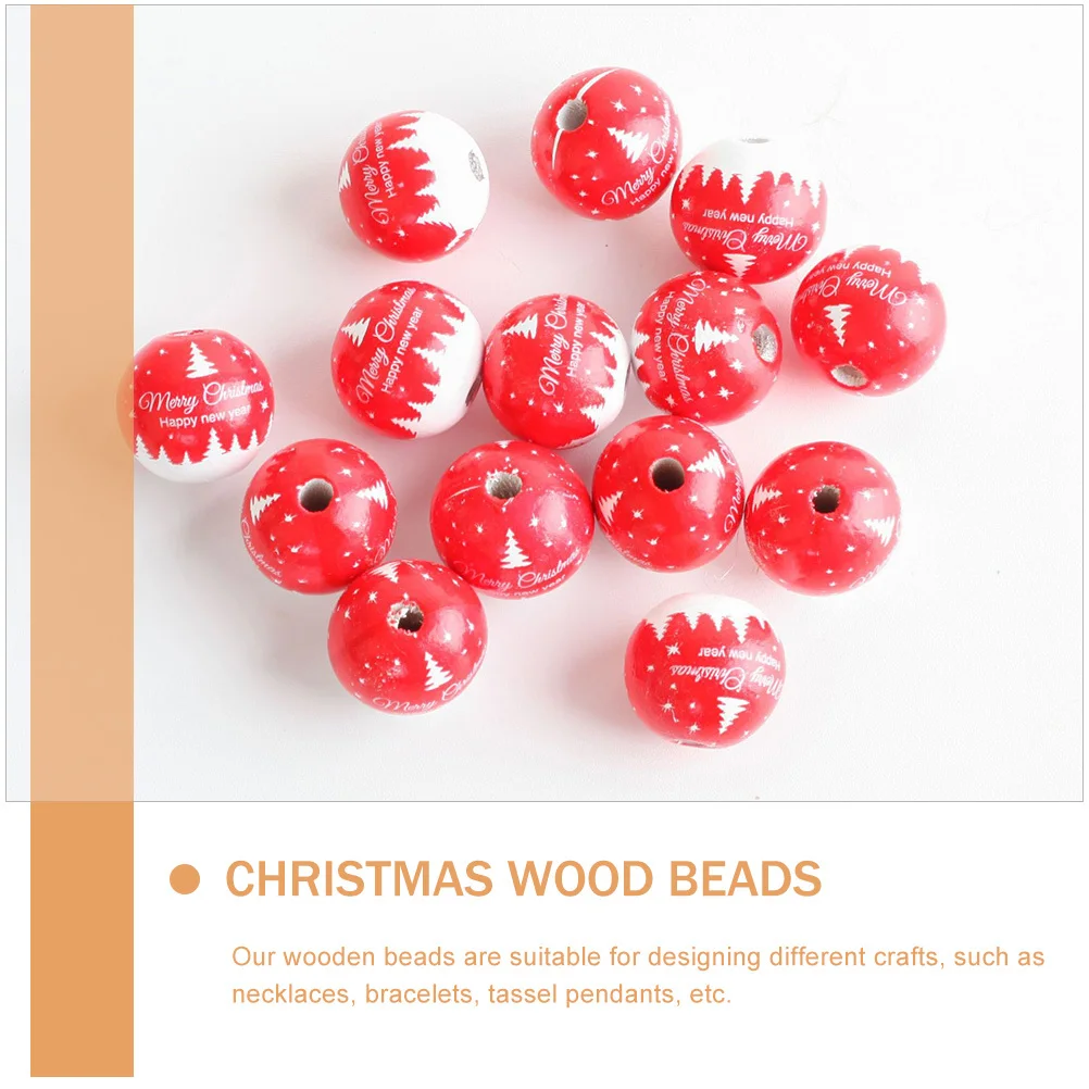 50 قطعة من الخرز الخشبي المستدير الفاخر، سطح أملس آمن لمشاريع DIY، ديكور عيد الميلاد، خرزات خشبية لعيد الميلاد، خرزة عيد الميلاد #5