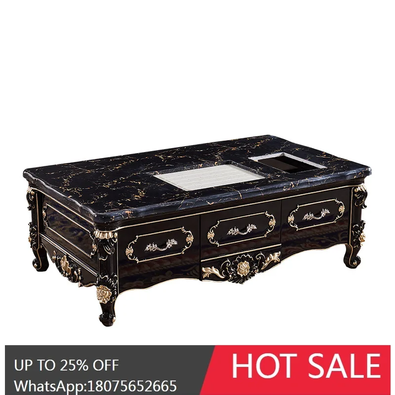 HLZ European Style Marble Kung Fu Tea Table Automatic Water Supply Tea Table  Small Apartment  Multifunctional Tea Table