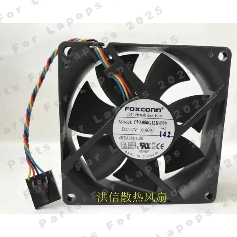 

d+Original Cooler Fan 8025 PVA080G12H-P00 12V 0.60A 4-wire For Dell Server Fan 80*80*25mm
