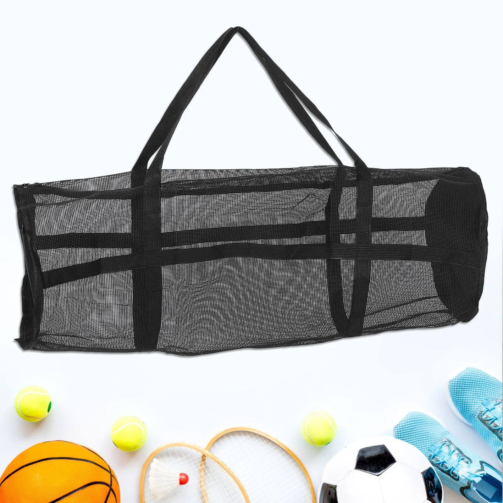

Large Capacity Sports Mesh Storage Bag Dual Strap Basketball Soccer Gym Duffle Bag for Fitness Training Outdoor Use