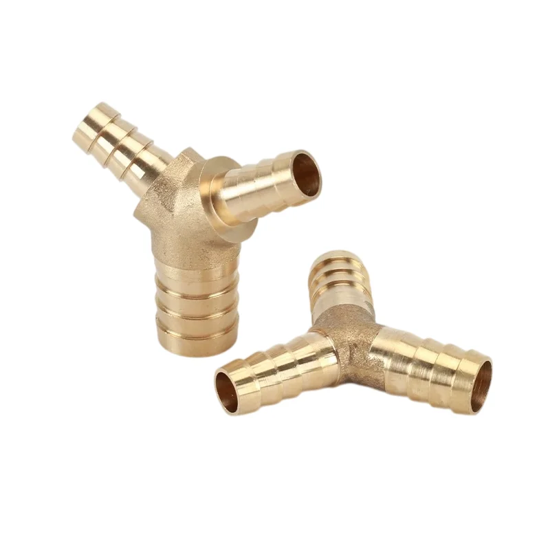 Brass Splicer Pipe Fitting Y Shape 3 Way Hose Barb 4 5 6 8 10 12 14 19mm Copper Barbed Connector Joint Coupler Adapter Pneumatic