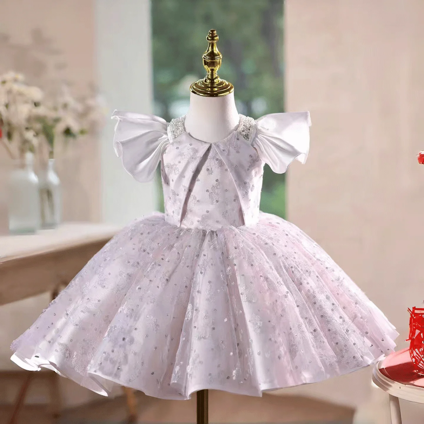 Dreamy Vow D245 Sequin Beading Girls Dress Big Sleeve Princess Party Dress Kids Wedding Flower Girl Dress Birthday Party