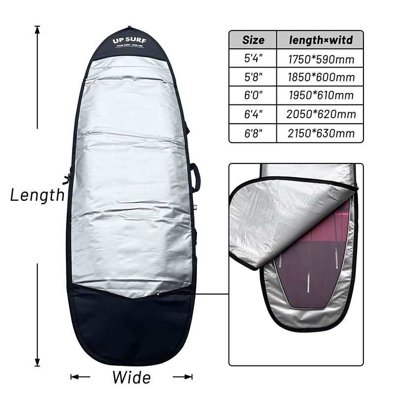 High-Quality Surfboard Bag for Fish/SUP/Skimboard/Pranchas - Waterproof Board Cover with Adjustable Padded Strap, Surfing