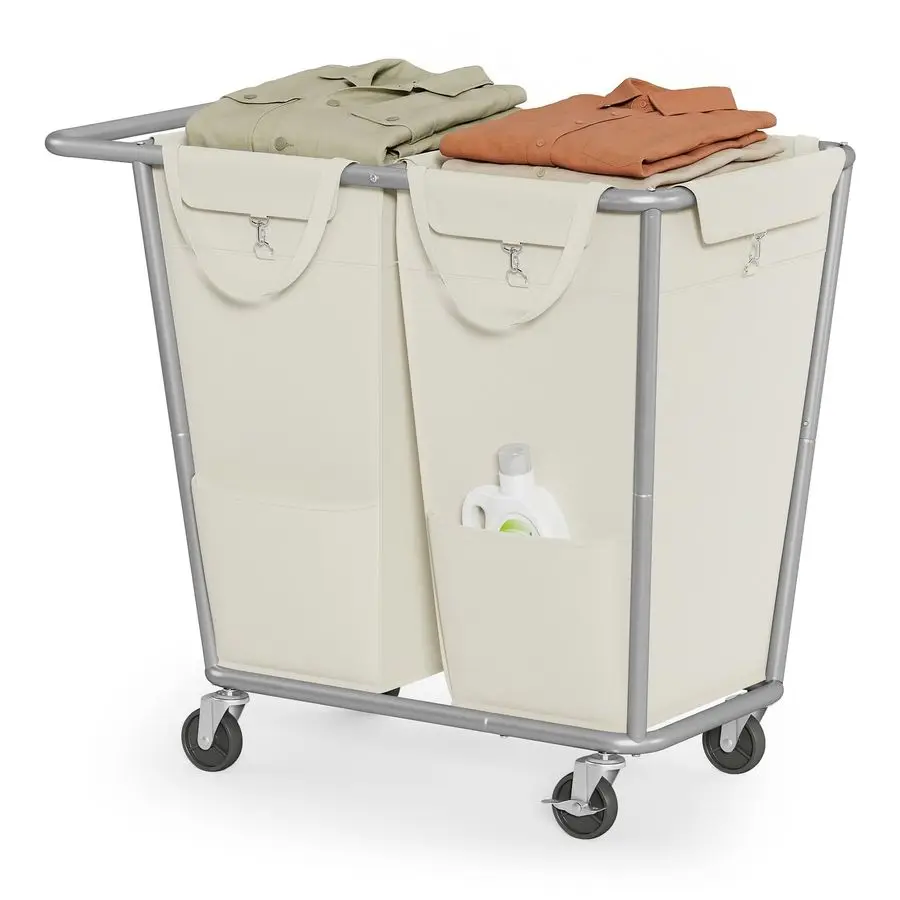 

Laundry Basket with Wheels, 2Section Laundry Sorter, 50.2 Gallons 190 L Rolling Hamper with Removable Bags, HeavyDuty Steel Fram