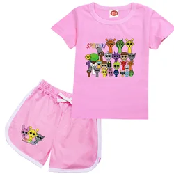 Sprunki Cartoon Clothes Baby Girls Short Sleeve T-shirt+ Shorts 2Pcs Sets Children Boutique Outfits Kids Clothing Boys Pajamas