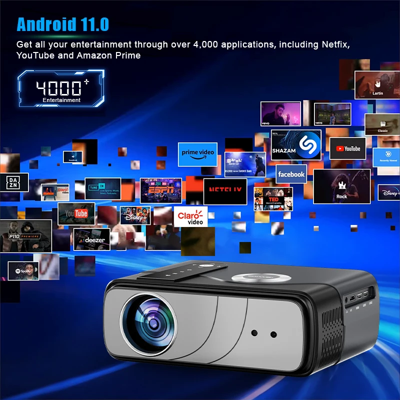 Best For Movie Video Smart Home Theater Portable Projector 1080p 4K HD10000Lumens Mini Projector
