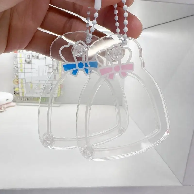 1Pcs Transparent Acrylic DIY Shaker Keychain Bowknot Decor Hanging Pendant Handmade Craft Decoration No Break Clear Fill