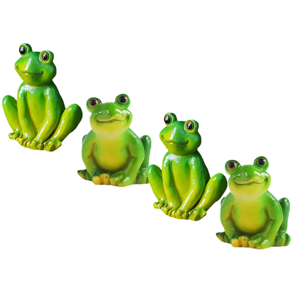 

4pcs Frog Ornament Resin Material Bright Color Durable Craftsmanship Miniature Garden Decorations Desktop Accessories Plant Pot