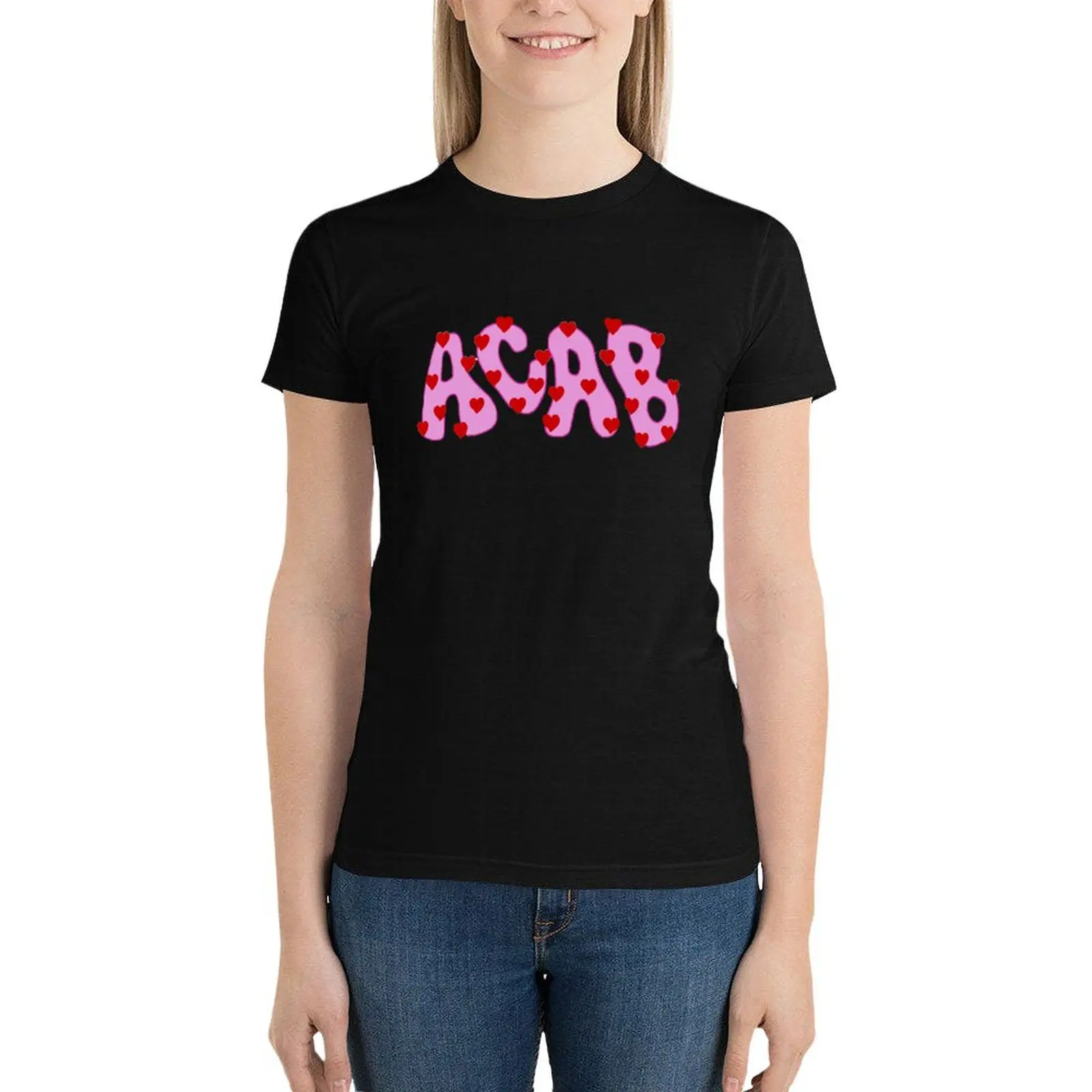 ACAB BUMPER-T-shirt en coton pour femme, chemisier esthétique, vêtements d'été mignons