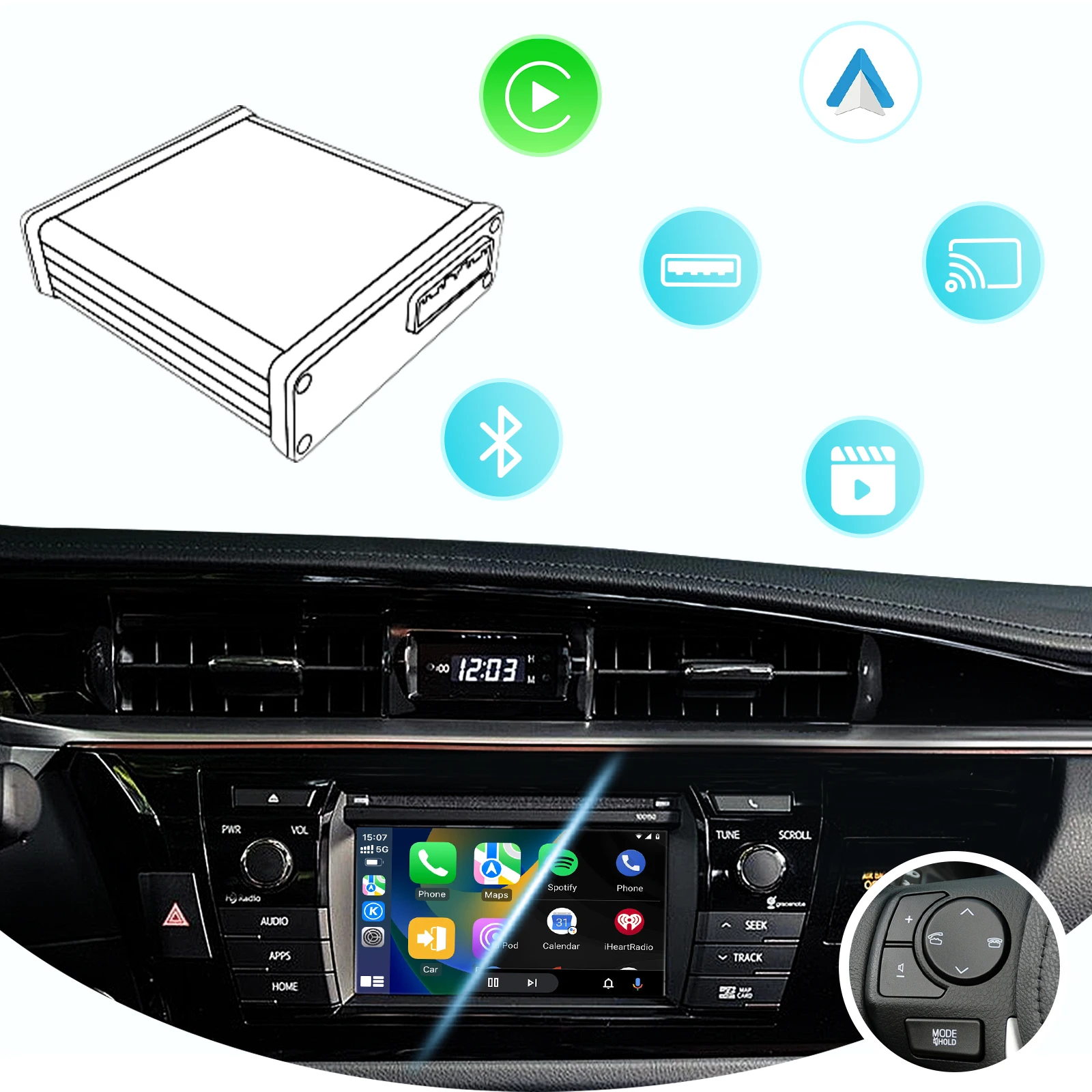Exploter Interface Prado RAV4 OEM Fujistu Headunit Wireless Carplay Android Auto Module Retrofit Decoder