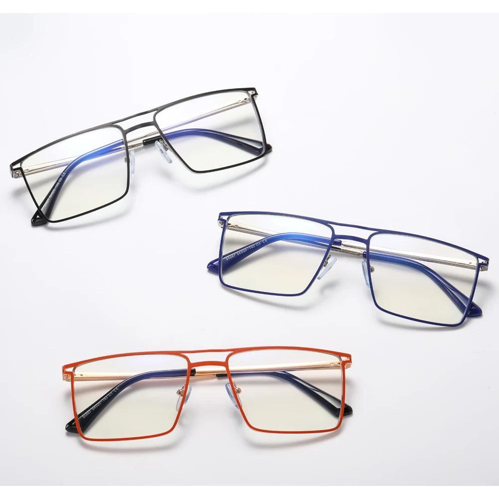 Peekaboo male fashion blue light blocking glasses for men clear lens square glasses frame optical brown black metal hot selling