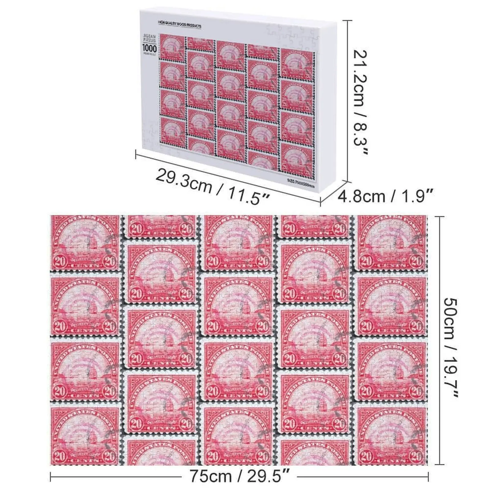 Золотые ворота-винтажные почтовые марки, головоломки, индивидуальные игрушки для детей, персонализированные деревянные деревянные головоломки для взрослых для взрослых