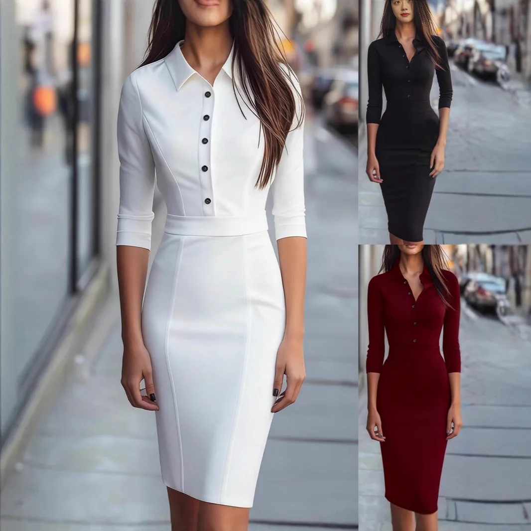 

Elegant Bodycon Dress Dresses for Women Slim Fit Long Sleeve Midi Dress Spring Summer Casual Party Wear